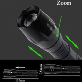 El Feneri Şarjlı P50 Led Işıldak Kamp Lambası Gece 800 metre Uzun Menzil Aydınlatma  Beyaz Işık thumbnail 2