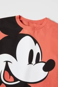Unisex Çocuk Mickey Mouse Baskılı Pamuklu Bisiklet Yaka T-shirt ve Şort Alt Üst Takım - 3
