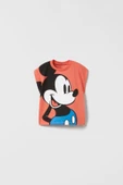 Unisex Çocuk Mickey Mouse Baskılı Pamuklu Bisiklet Yaka T-shirt ve Şort Alt Üst Takım - 8