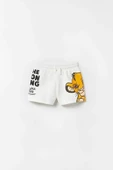 Unisex Çocuk Aslan Lion King Baskılı Pamuklu Bisiklet Yaka Beyaz T-shirt ve Şort Alt Üst Takım - 4