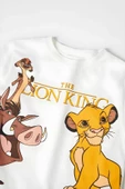 Unisex Çocuk Aslan Lion King Baskılı Pamuklu Bisiklet Yaka Beyaz T-shirt ve Şort Alt Üst Takım - 6