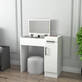 Arnetti İnci Beyaz Aynalı Makyaj Masası - Çekmeceli, Dolaplı Şık Tasarım - 3