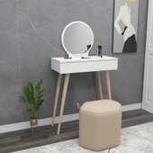 Arnetti Siena Aynalı Ahşap Ayaklı Çekmeceli Makyaj Masası Beyaz - 2