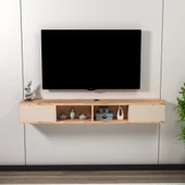 Arnetti Mayer TV Sehpası, Duvara Monte Raflı Televizyon Sehpası, Atlantik Çam Bej - 1
