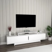 Arnetti Grasyas 2 Kapaklı Raflı 180 cm Dekoratif TV Sehpası, Beyaz - Grasyas - 2