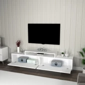 Arnetti Grasyas 2 Kapaklı Raflı 180 cm Dekoratif TV Sehpası, Beyaz - Grasyas - 3