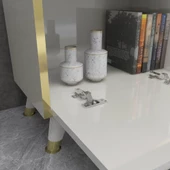 Arnetti Sona 180cm Dolaplı Dekoratif TV Ünitesi Beyaz Altın Bant - 4