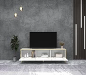 Arnetti Sona 180cm Dolaplı Dekoratif TV Ünitesi Beyaz Altın Bant - 6