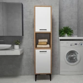 Arnetti Daminol Mutfak ve Banyo Dolabı 2 Kapaklı 5 Raflı Çok Amaçlı Dolap Atlantik Çam Beyaz - 2