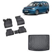 Volkswagen Caddy 2021 ve Sonrası 3D Havuzlu Paspas ve Bagaj Havuzu Set thumbnail 1