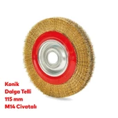 Ugr Konik Dalga Telli Daire Vidalı Fırça 115 Mm Kir Pas Boya Kazıma Temizleme Zımparalama Taşlama - 4