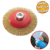 Ugr Konik Dalga Telli Daire Vidalı Fırça 115 Mm Kir Pas Boya Kazıma Temizleme Zımparalama Taşlama - 1