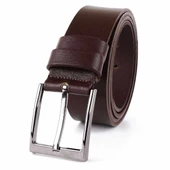 2 Adet Hakiki Deri Erkek Kemer 4 cm Kahverengi Lacivert Keten ve Kot Uyumlu - 4