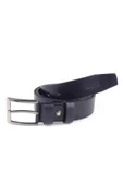 Hakiki Deri Erkek Kemer 4 cm Kumaş ve Kot Lacivert - 4