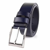 2 Adet Hakiki Deri Erkek Kemer 4 cm Kahverengi Lacivert Keten ve Kot Uyumlu - 5