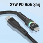Polham 1 Metre 27W Süper Hızlı Type-C To iPhone Lightning Şarj ve Data Kablosu, Renkli Led Işıklı Kablo - 2