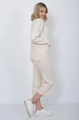Kadın Triko Zincirli Cepli Kazak Pantolon Takım Oversize Taş - 6
