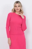 Kadın Triko Pilise Etekli Saç Örğülü Kazak Takım Oversize Fujya - 6