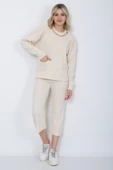 Kadın Triko Zincirli Cepli Kazak Pantolon Takım Oversize Taş - 3
