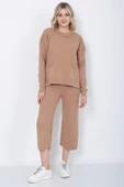 Kadın Triko Zincirli Cepli Kazak Pantolon Takım Oversize Vizon - 6