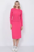 Kadın Triko Pilise Etekli Saç Örğülü Kazak Takım Oversize Fujya - 7