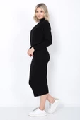 Kadın Triko Zikzak Çizgili Kazak ve Etek Takım Oversize Siyah - 7