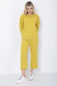 Kadın Triko Zincirli Cepli Kazak Pantolon Takım Oversize Hardal - 4