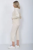 Kadın Triko Zincirli Cepli Kazak Pantolon Takım Oversize Taş - 10