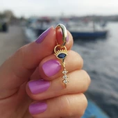 Vaoov 925 Ayar Gümüş Taşlı Göz Nazar Küpe thumbnail 2