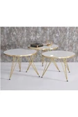 Zigon Sehpa Gold Beyaz Tel Ayak - 3