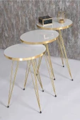 Zigon Sehpa Gold Beyaz Tel Ayak - 2