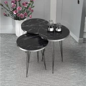 Zigon Sehpa Siyah Tel Ayak Gümüş Bendir 1089 thumbnail 1