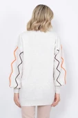 Kadın Triko Kazak Kolu Çizgili Taş Renk thumbnail 8