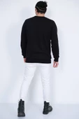 Lugmo Erkek Sweatshirt 3 İplik Kompak Kumaş Kazak Regular Siyah - 10