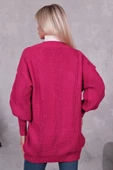 Lugmo Kadın Triko Hırka Akrilik iplik 80 cm Saç Örgülü Fuşya thumbnail 7