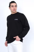 Lugmo Erkek Sweatshirt 3 İplik Kompak Kumaş Kazak Regular Siyah - 1