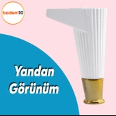 Elista 6'lı Set Mobilya Tv Ünitesi Yükseltici M8 Civatalı Destek Ayağı Ayakları 15 Cm Beyaz Altın - 4