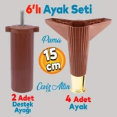 Elista 6'lı Set Mobilya Tv Ünitesi Yükseltici M8 Civatalı Destek Ayağı Ayakları 15 Cm Ceviz Altın thumbnail 1
