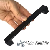 8 Adet Bihter Düz Kulp 128 mm Siyah Mutfak Kulpu Çekmece Dolap Kapak Kulbu Metal  Mobilya Dolabı Kulpları thumbnail 3