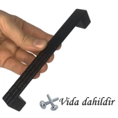 4 Adet Bihter Desenli Kulp 128 mm Siyah Mutfak Kulpu Çekmece Dolap Kapak Kulbu Metal  Mobilya Dolabı thumbnail 3