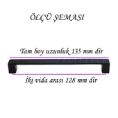 8 Adet Bihter Desenli Kulp 128 mm Siyah Mutfak Kulpu Çekmece Dolap Kapak Kulbu Metal  Mobilya Dolabı - 2