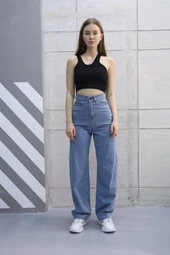 Baggy model arka kemer detaylı kot pantolon 799999 - 1