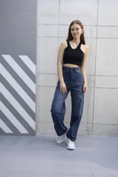 Baggy model arka kemer detaylı kot pantolon 794569 - 1