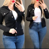 Bayan Likralı Kot Siyah Ceket 545433 - 1