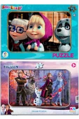 Frozen Elsa ve Maşa İle Koca Ayı  24 parça Frame Puzzle/Yapboz - 1