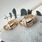 Zirkon Taşlı Halka Küpe - 7