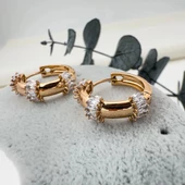 Zirkon Taşlı Halka Küpe - 3