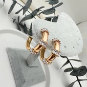 Zirkon Taşlı Halka Küpe - 5