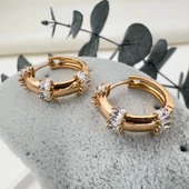 Zirkon Taşlı Halka Küpe - 6