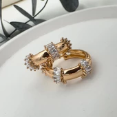 Zirkon Taşlı Halka Küpe - 4